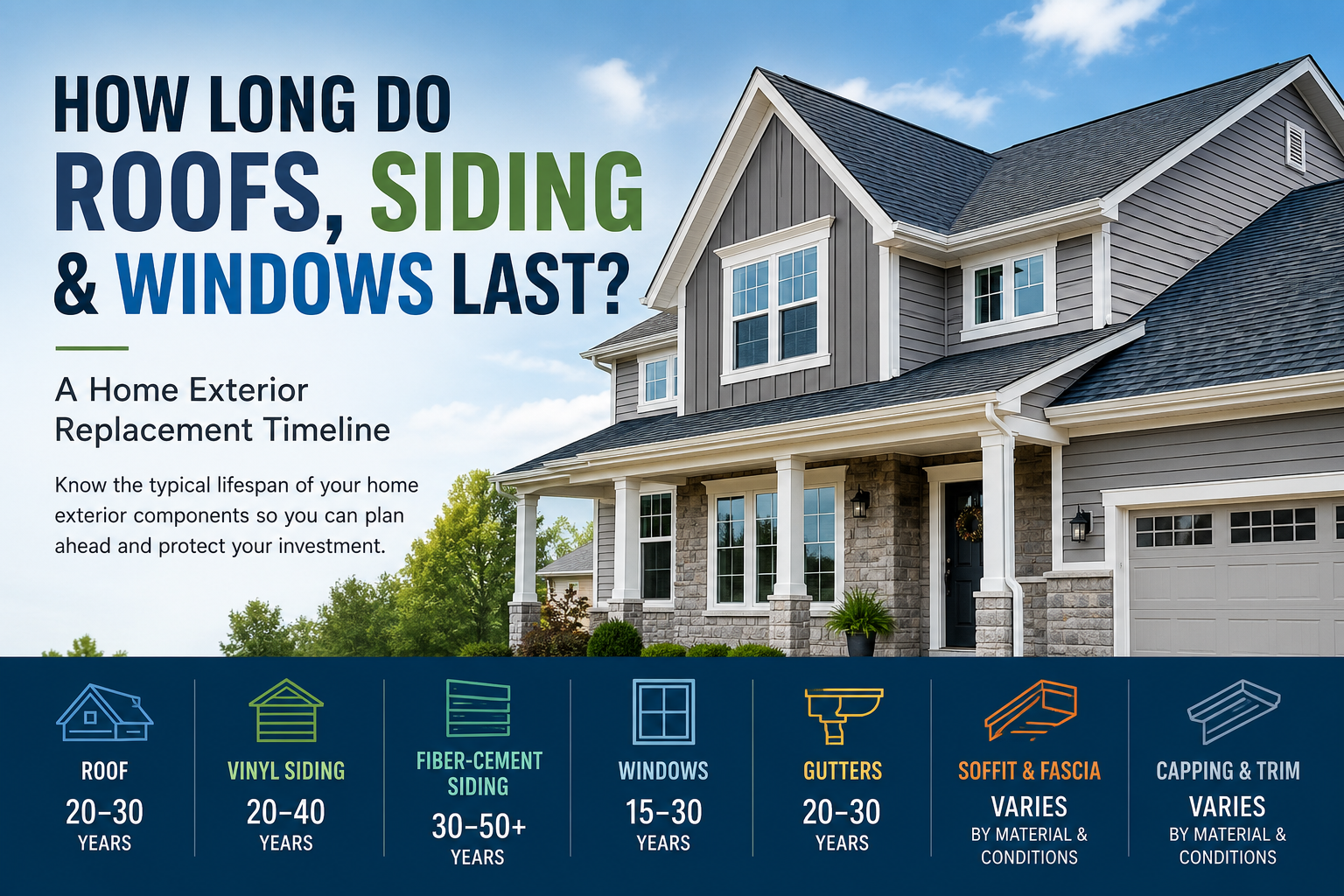 Roof siding and windows home exterior replacement timeline